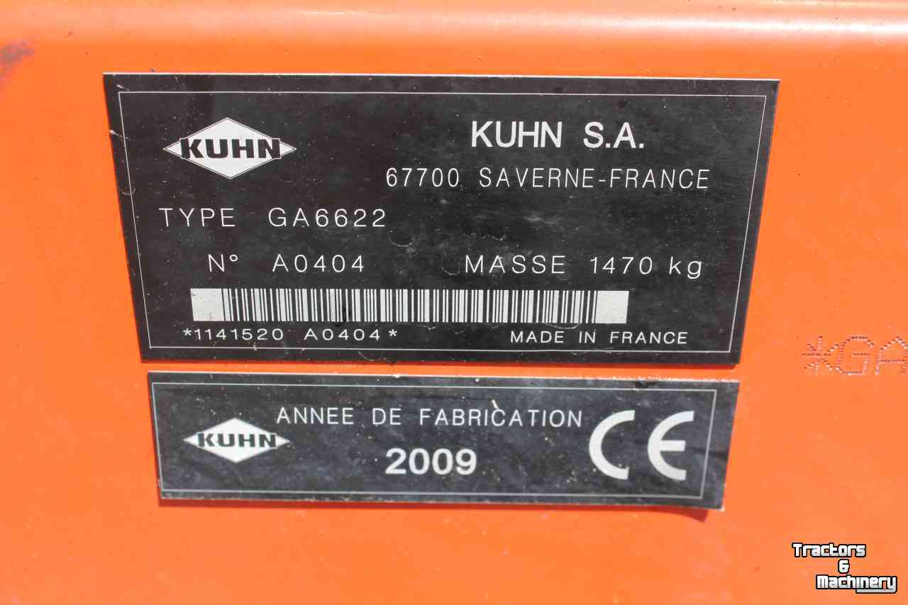 Rake Kuhn GA6622 dubbele cirkelhark wiersmachine hark rugger zijafleg treintjeshark