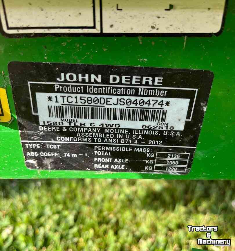 Mower self-propelled John Deere 1580 Zonder Maaidek